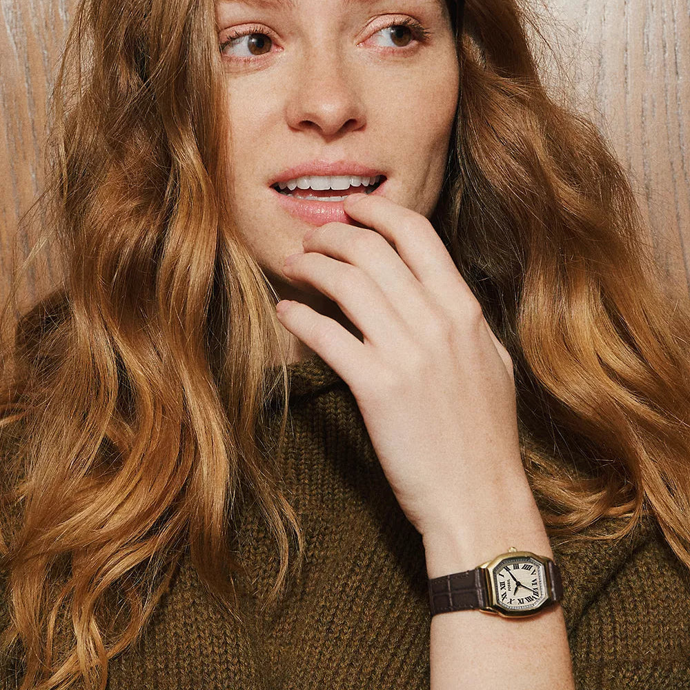 FOSSIL HARLOW LADIES BROWN CROCO LEATHER WATCH