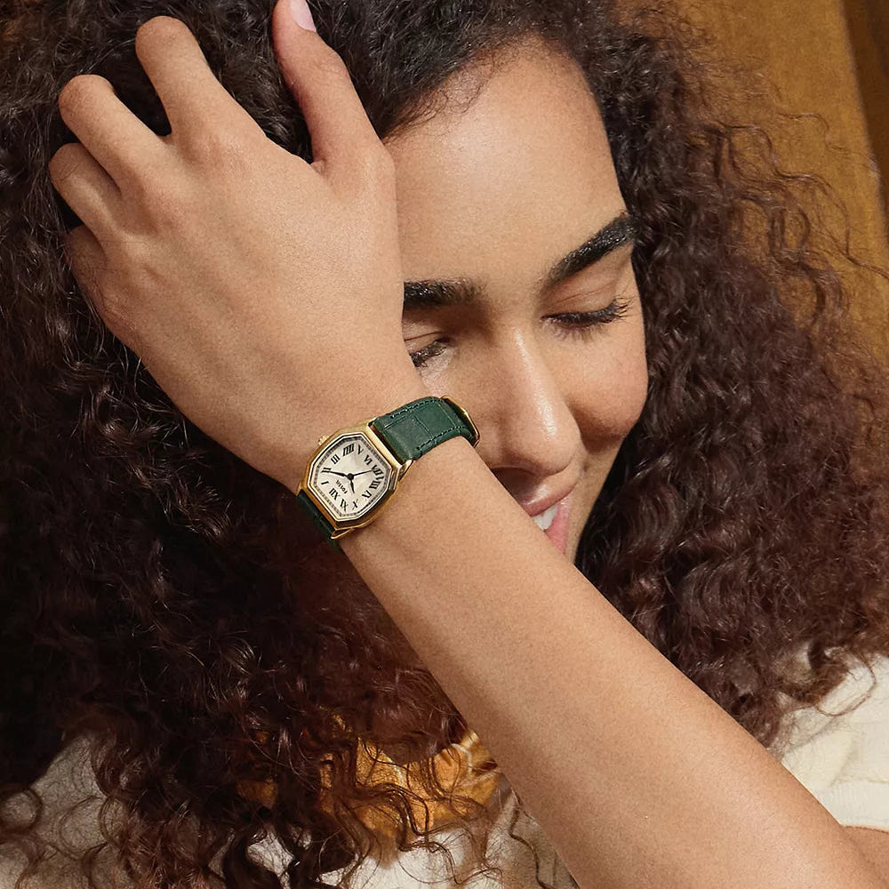 FOSSIL HARLOW LADIES GREEN CROCO LEATHER WATCH