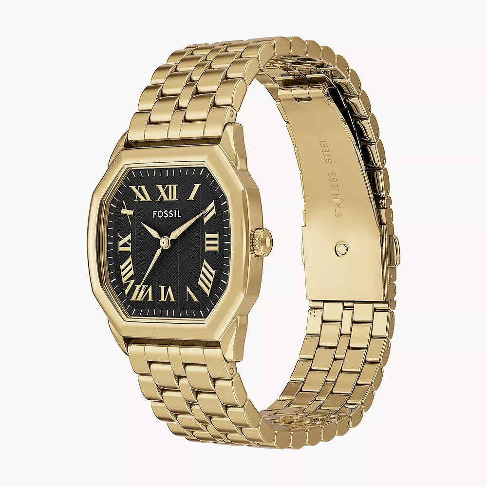 FOSSIL HARLOW BLACK DIAL LADIES GOLD STAINLESS STEEL WATCH