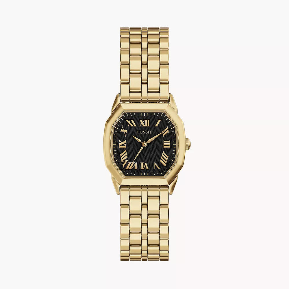 FOSSIL HARLOW BLACK DIAL LADIES GOLD STAINLESS STEEL WATCH