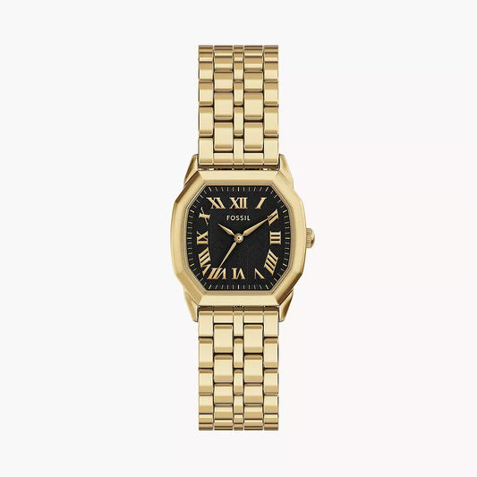 FOSSIL HARLOW BLACK DIAL LADIES GOLD STAINLESS STEEL WATCH