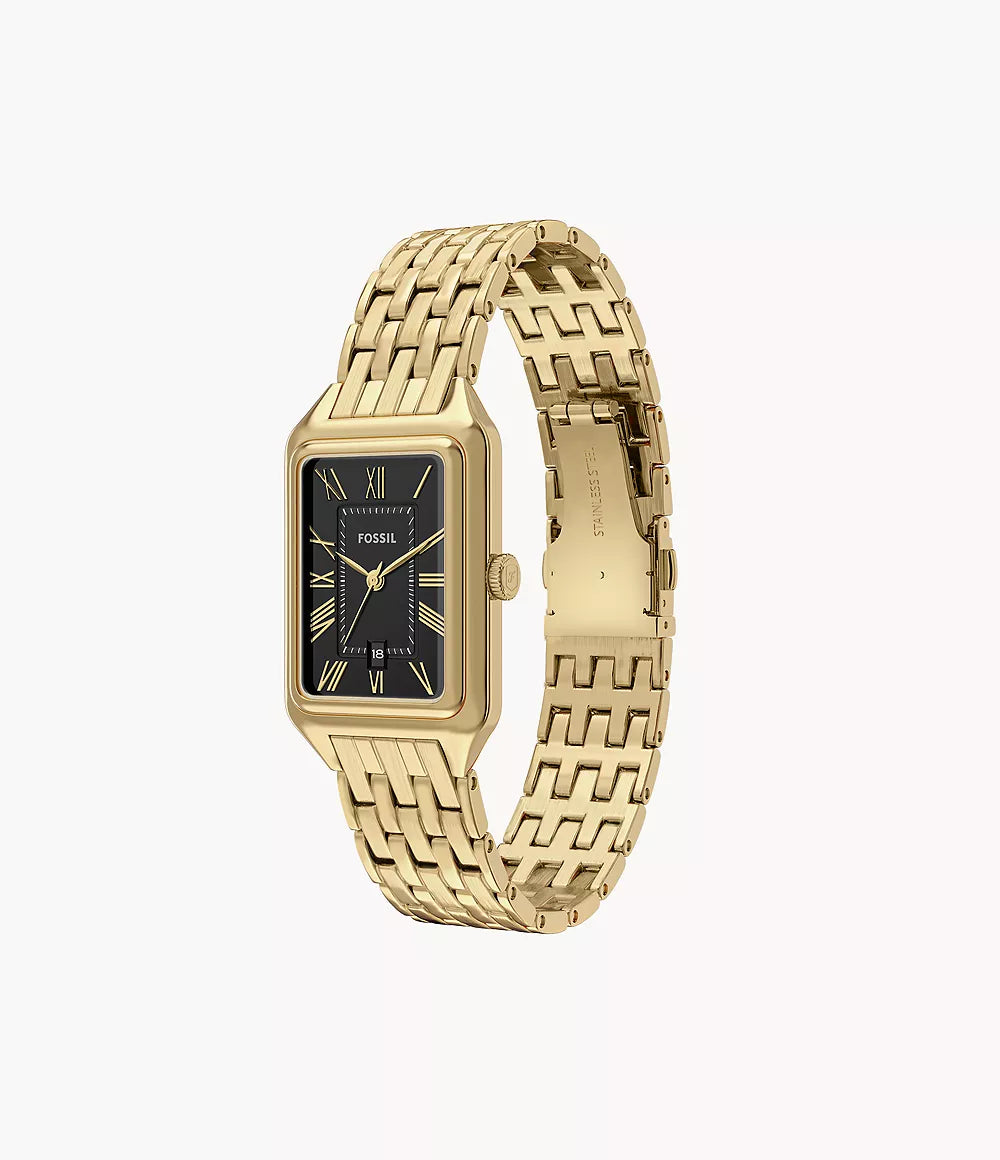 RAQUEL BLACK DIAL LADIES GOLD STAINLESS STEEL WATCH