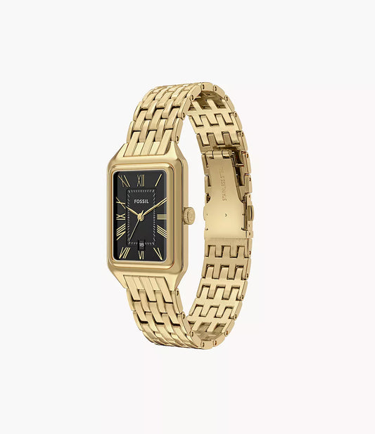 RAQUEL BLACK DIAL LADIES GOLD STAINLESS STEEL WATCH
