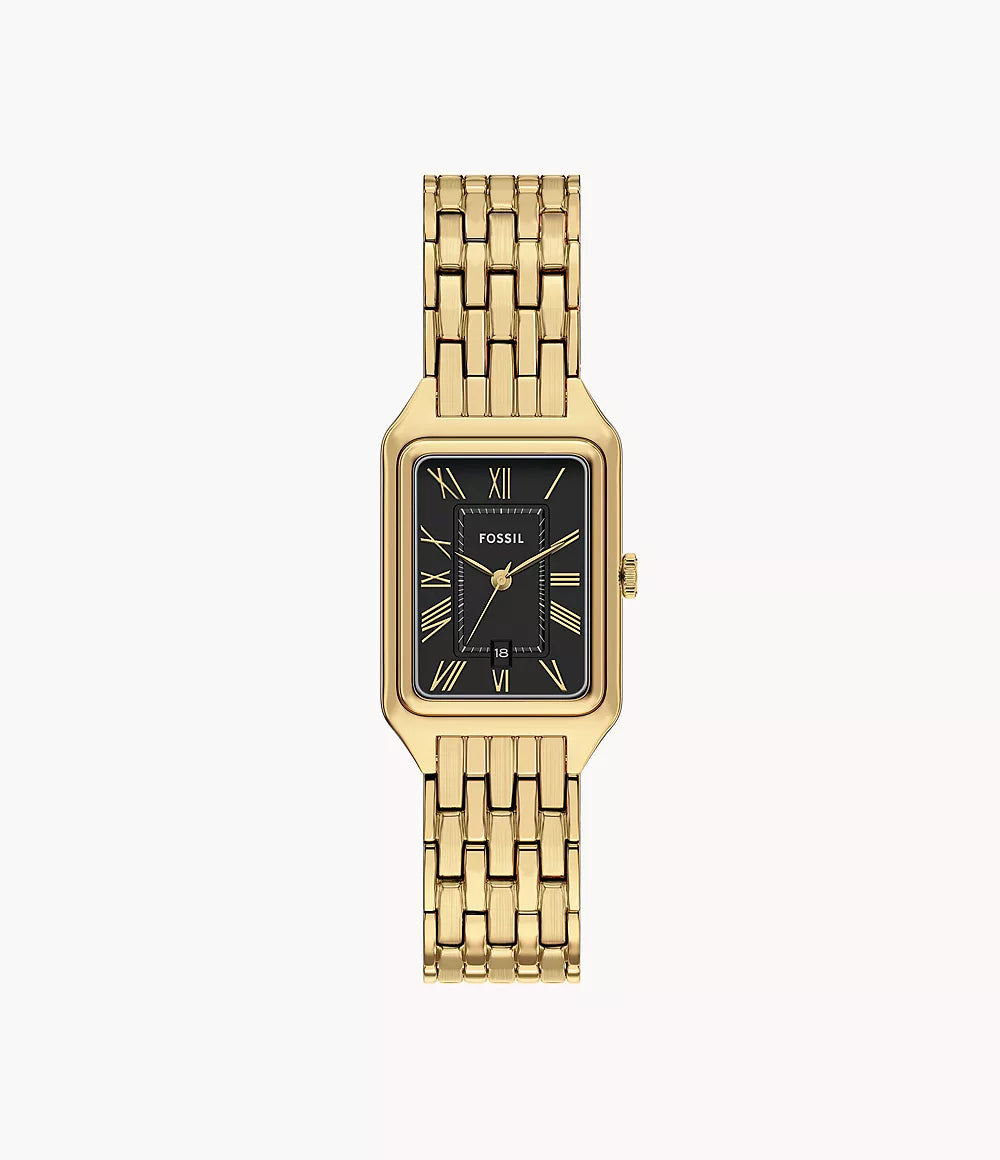 RAQUEL BLACK DIAL LADIES GOLD STAINLESS STEEL WATCH