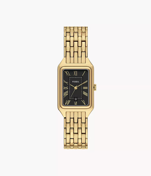 RAQUEL BLACK DIAL LADIES GOLD STAINLESS STEEL WATCH