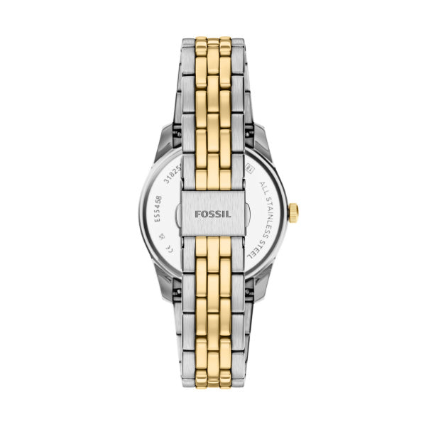 Fossil Scarlette Black Dial Day/Date Ladies Two-Toned Stainless Steel Watch