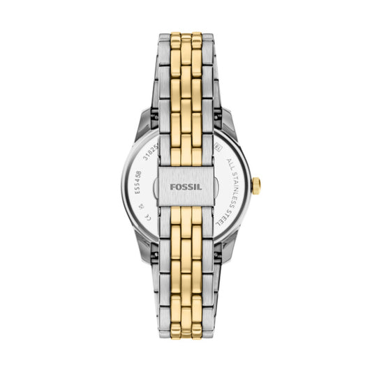 Fossil Scarlette Black Dial Day/Date Ladies Two-Toned Stainless Steel Watch