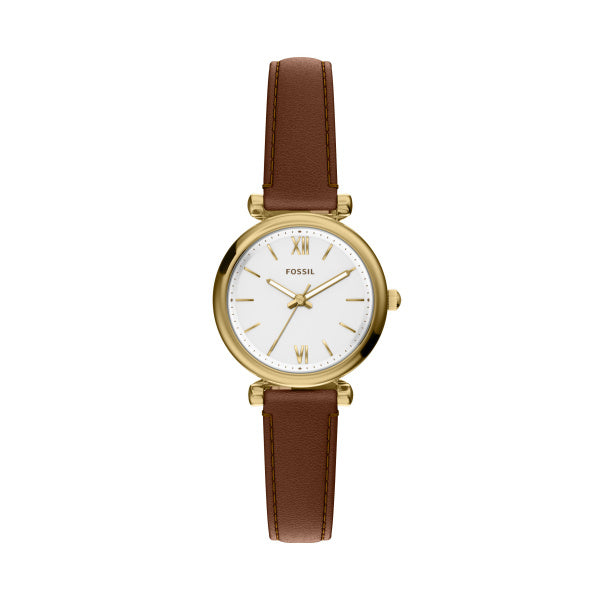 FOSSIL CARLIE MINI LADIES BROWN LEATHER WATCH