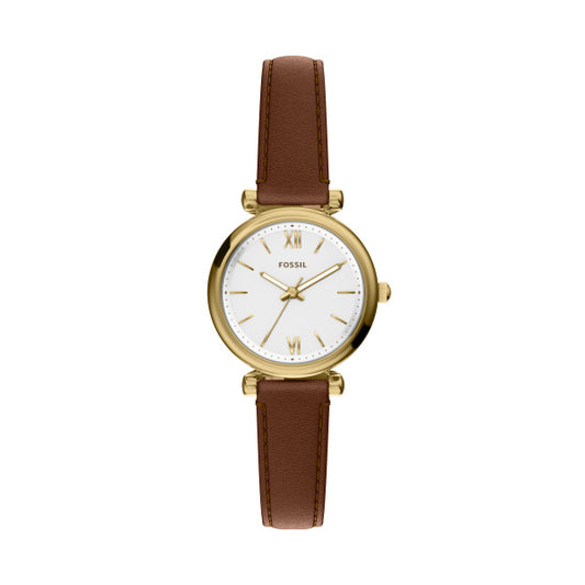 FOSSIL CARLIE MINI LADIES BROWN LEATHER WATCH