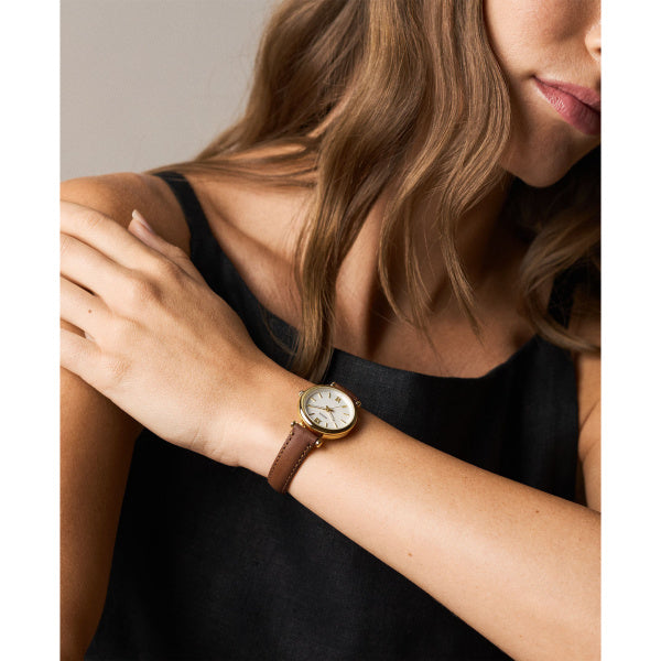 FOSSIL CARLIE MINI LADIES BROWN LEATHER WATCH