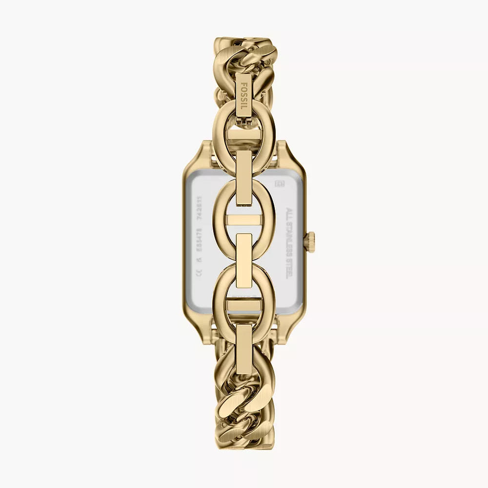 Fossil Raquel Three-Hand Ladies Curb Bracelet Gold Stainless Steel Watch
