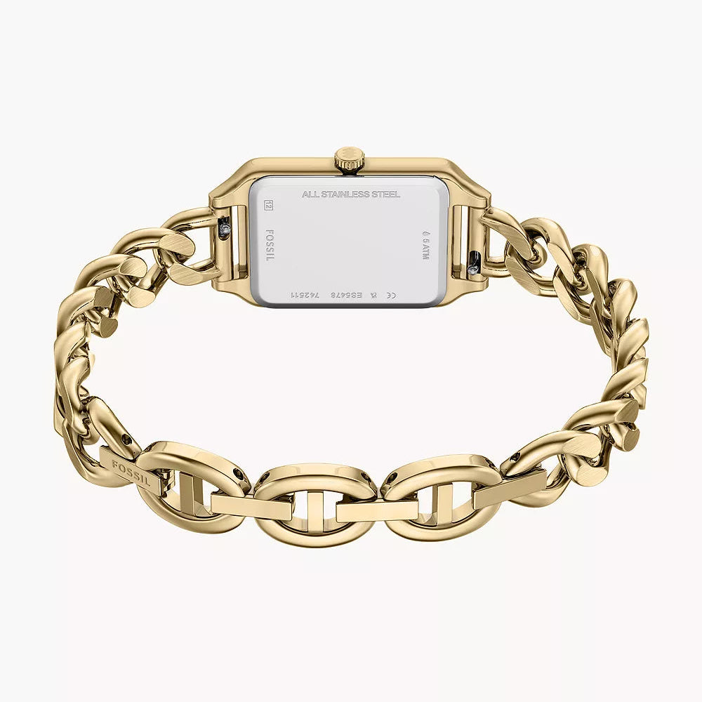 Fossil Raquel Three-Hand Ladies Curb Bracelet Gold Stainless Steel Watch