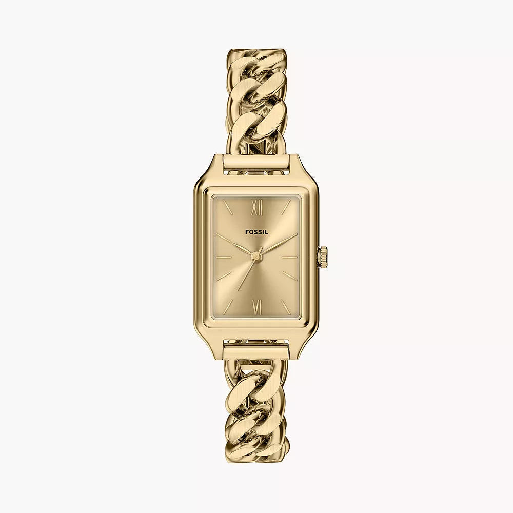 Fossil Raquel Three-Hand Ladies Curb Bracelet Gold Stainless Steel Watch