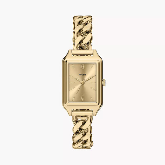 Fossil Raquel Three-Hand Ladies Curb Bracelet Gold Stainless Steel Watch