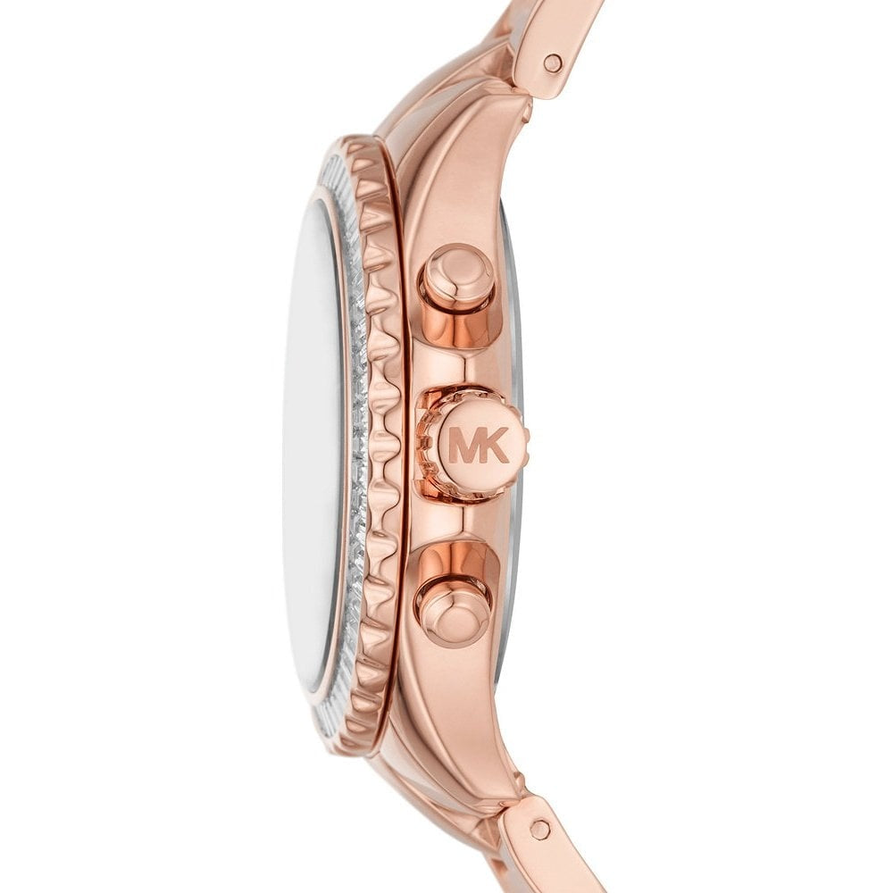 EVEREST ROSE GOLD CHRONOGRAPH BRACELET WATCH WITH WHITE DIAL & ZIRCONIA DETAIL