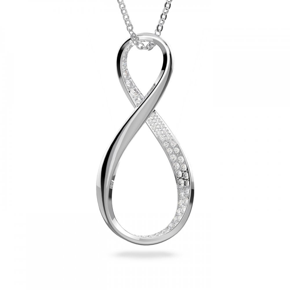 EXIST SILVER INFINITY PENDANT WITH CLEAR CRYSTALS