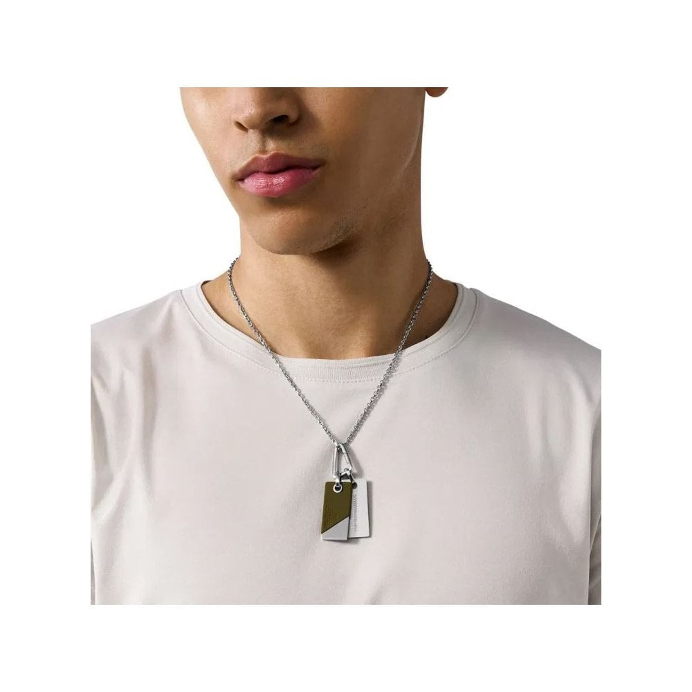 Emporio Armani Eagle Logo Chain Dog Tag Pendant