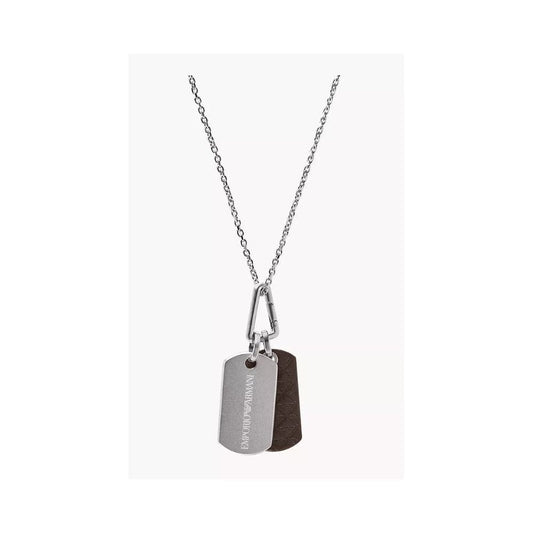 Emporio Armani Eagle Logo Stainless Steel Dog Tag Necklace