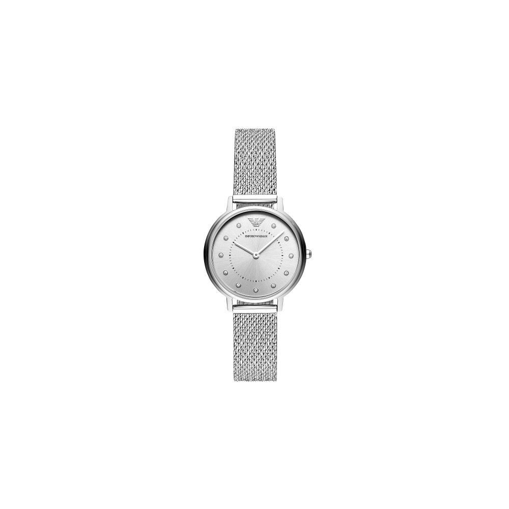 Emporio Armani KAPPA SILVER STAINLESS STEEL LADIES MESH STRAP WATCH