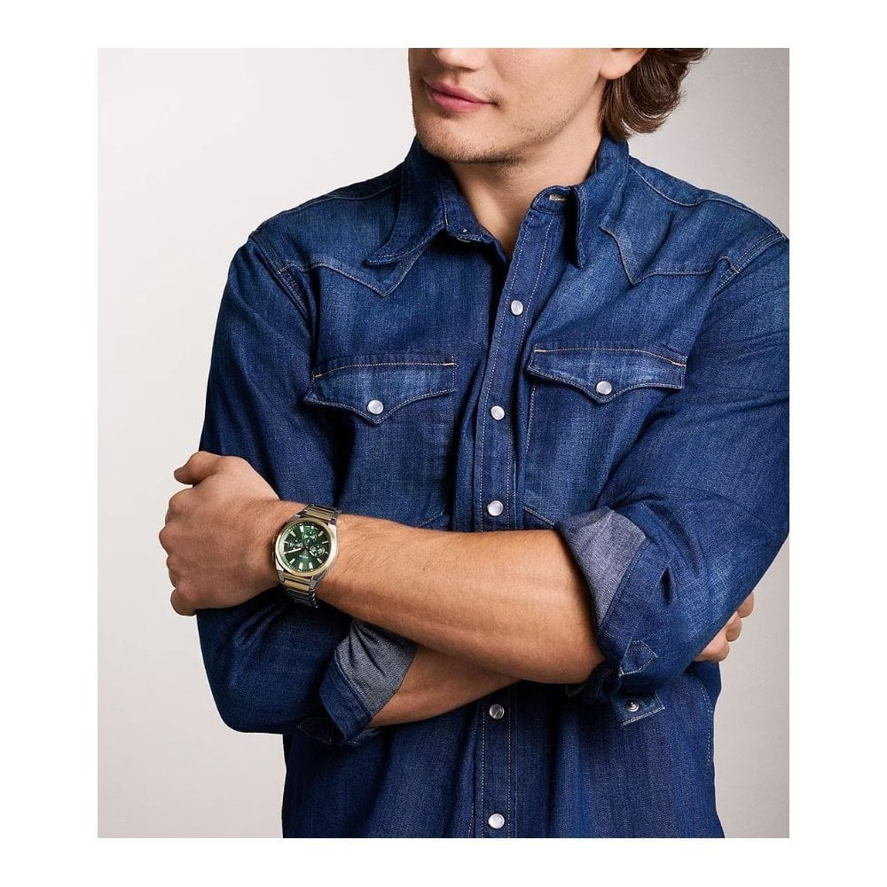Everett, Chronograph, Green Dial, Gents Two-Tone Stainless Steel Watch