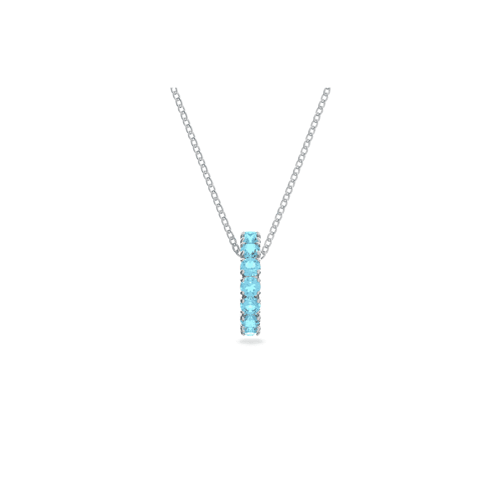 Exalta pendant, Round cut, Blue, Rhodium plated