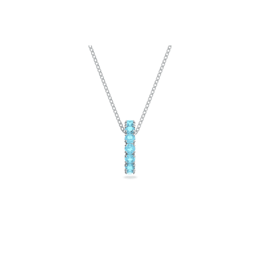 Exalta pendant, Round cut, Blue, Rhodium plated