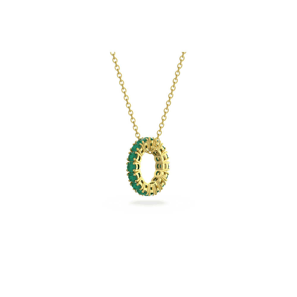 Exalta pendant, Round cut, Green, Gold-tone plated