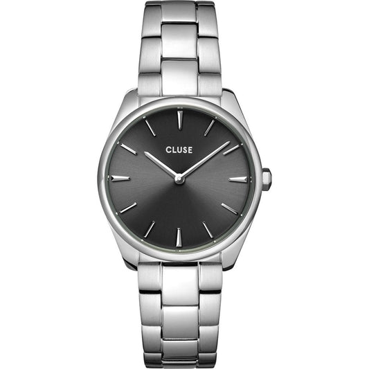 FÉROCE PETITE STAINLESS STEEL LADIES BRACELET WATCH WITH BLACK DIAL