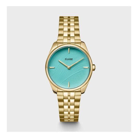 Féroce Petite, Leaf Texture Pool Blue Dial, Ladies Stainless Steel Watch 