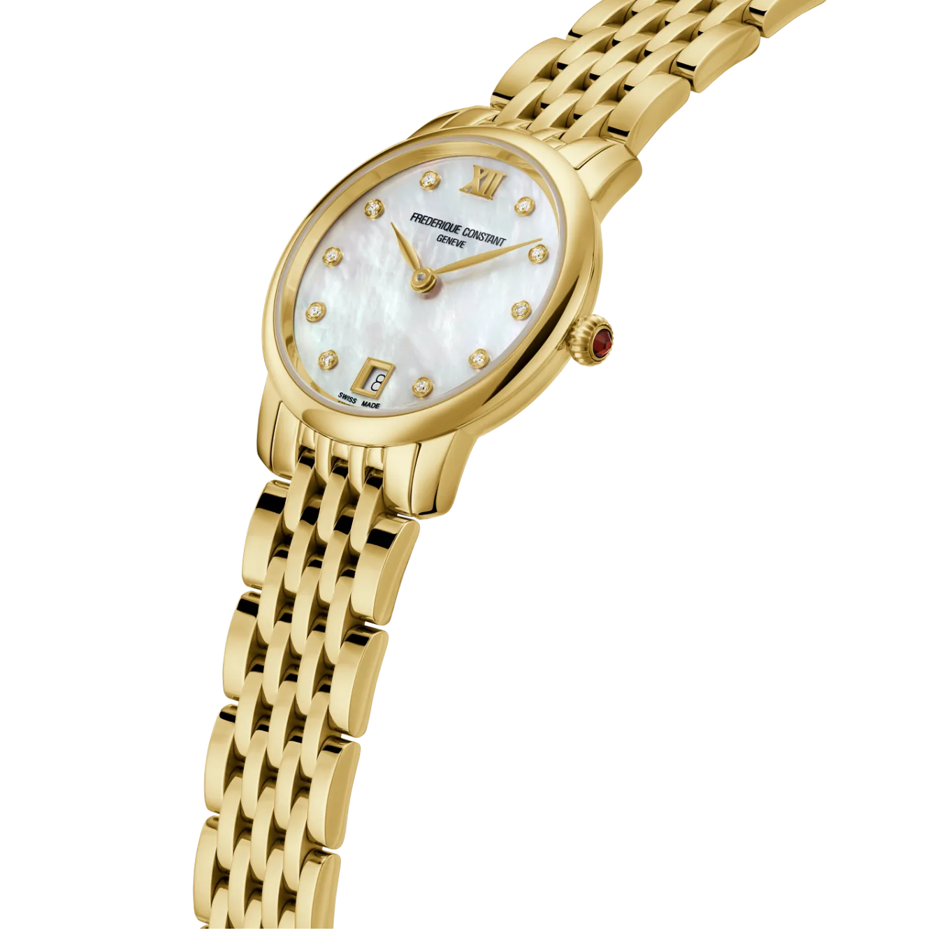 Frederique Constant Classics Slimline Diamond Ladies Gold Stainless Steel Watch