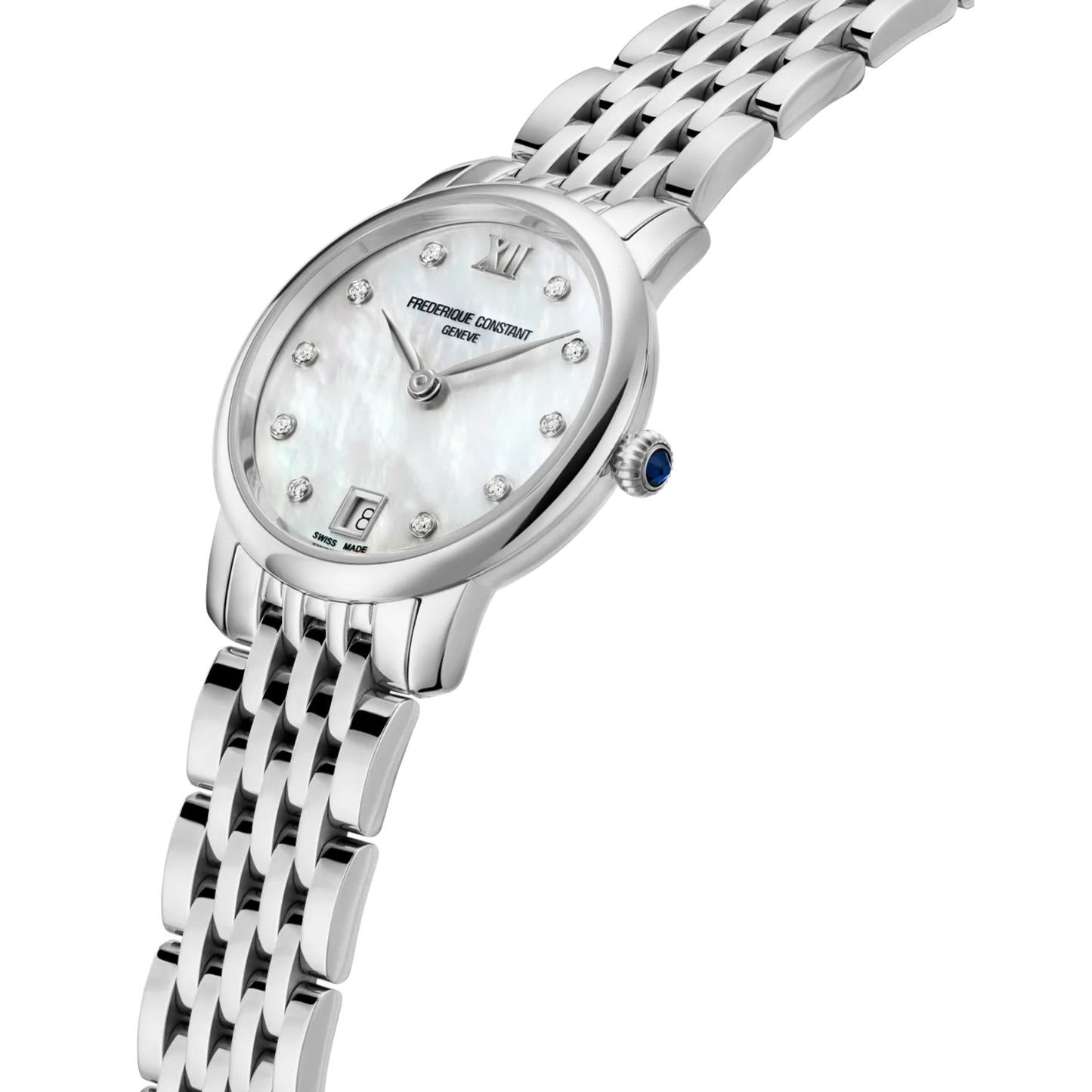 Frederique Constant Classics Slimline Diamond Ladies Stainless Steel Watch