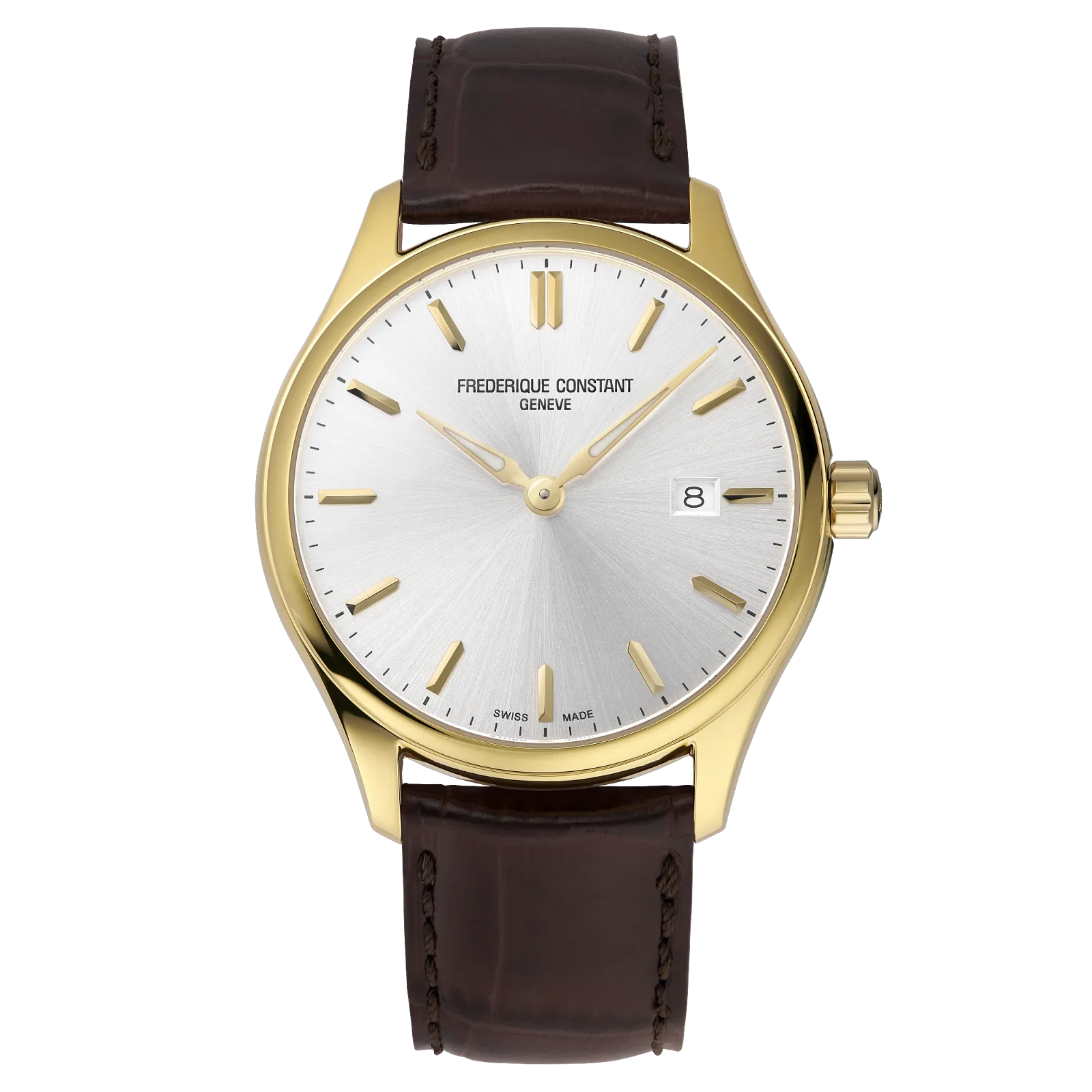 Frederique Constant Classics Index Quartz Gents Brown Crocodile Leather Watch