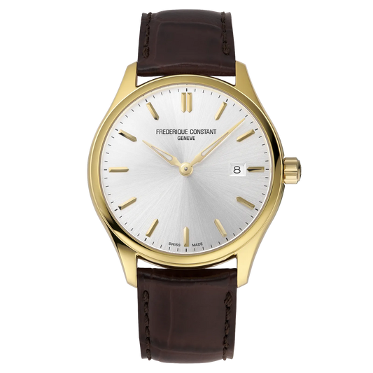 Frederique Constant Classics Index Quartz Gents Brown Crocodile Leather Watch