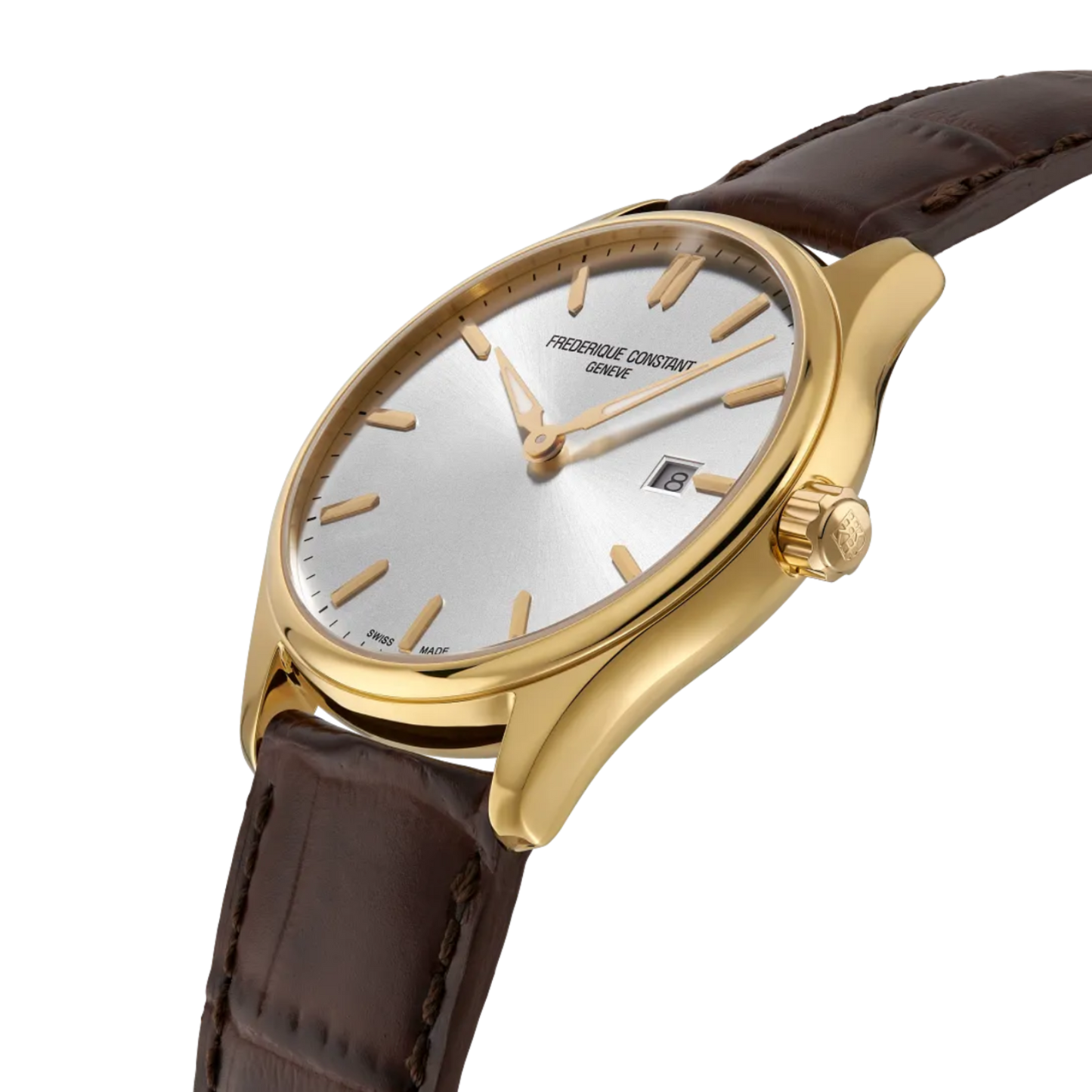 Frederique Constant Classics Index Quartz Gents Brown Crocodile Leather Watch