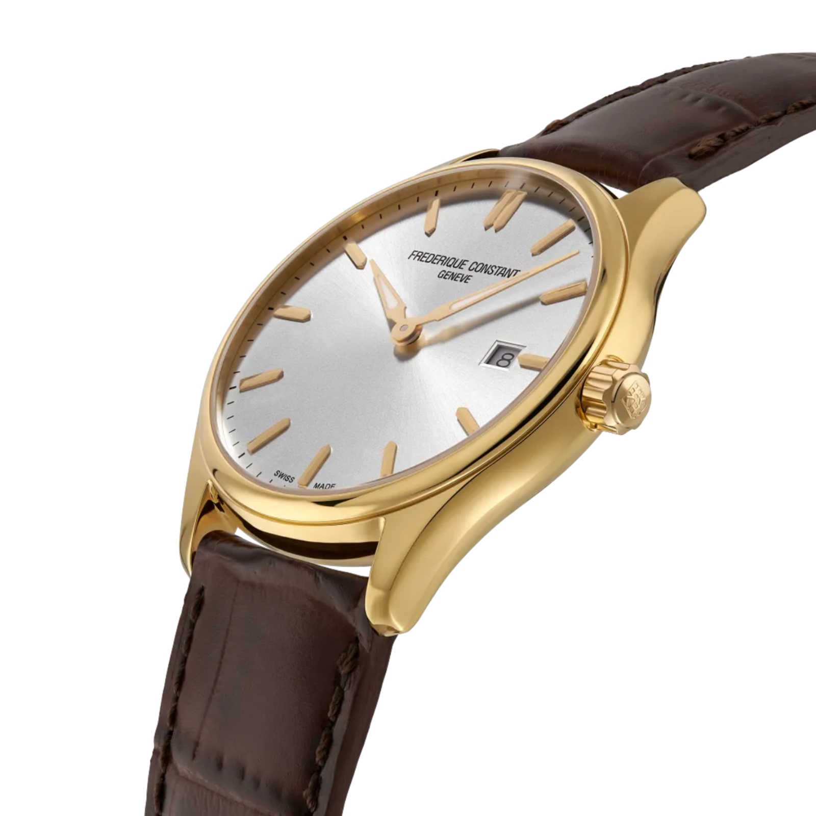 Frederique Constant Classics Index Quartz Gents Brown Crocodile Leather Watch
