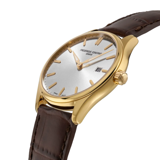 Frederique Constant Classics Index Quartz Gents Brown Crocodile Leather Watch