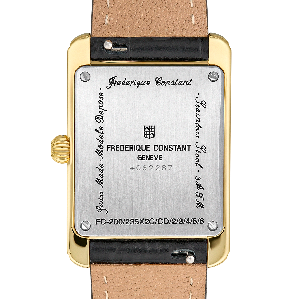 Frederique Constant Classics Carree Small Seconds White Dial Quartz Gents Black Leather Watch