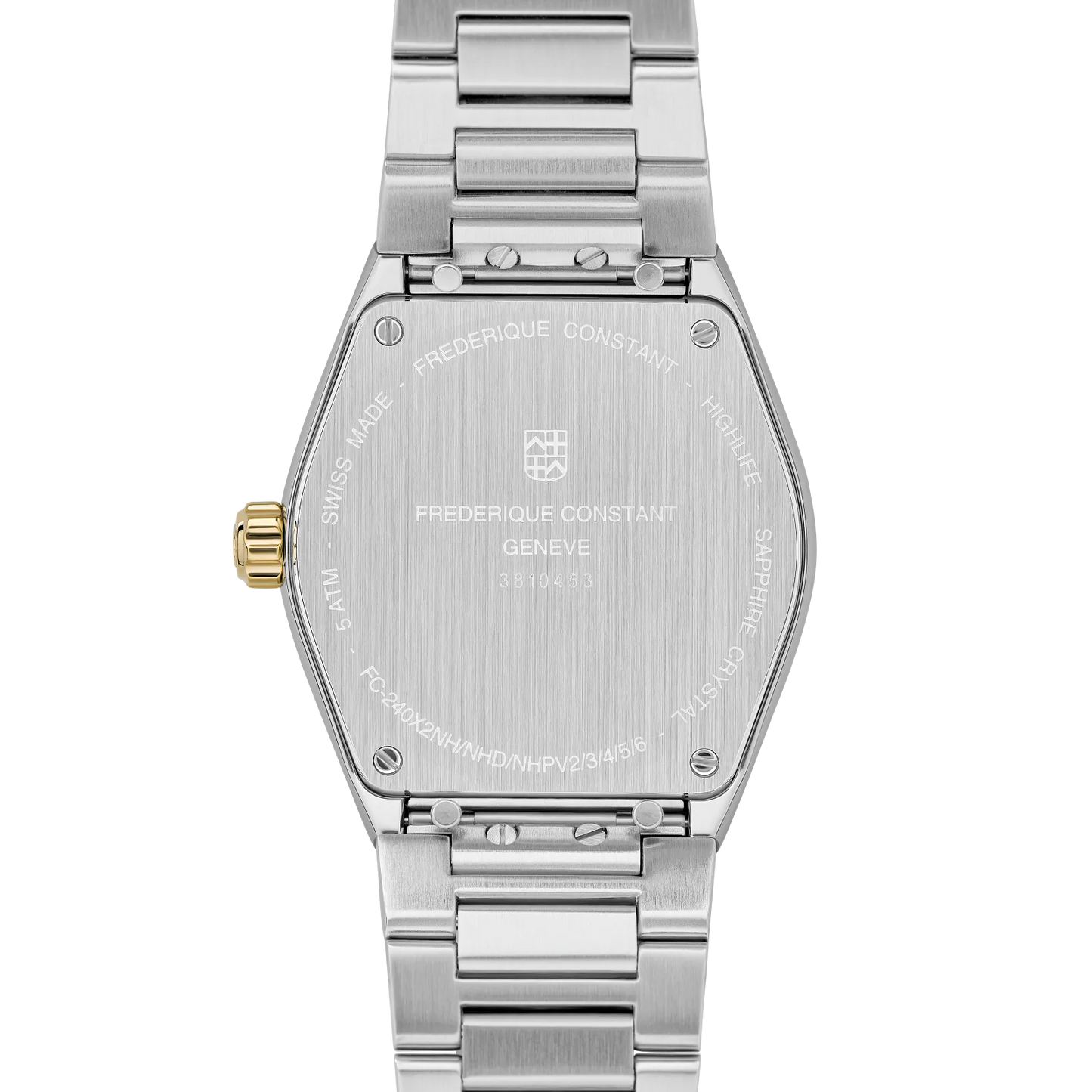 Frederique Constant Ladies Highlife Diamond Ladies Two-Tone Watch with Interchangable White Silicone Strap