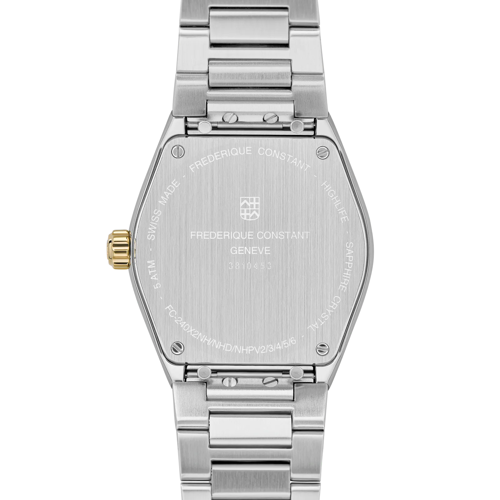 Frederique Constant Ladies Highlife Diamond Ladies Two-Tone Watch with Interchangable White Silicone Strap