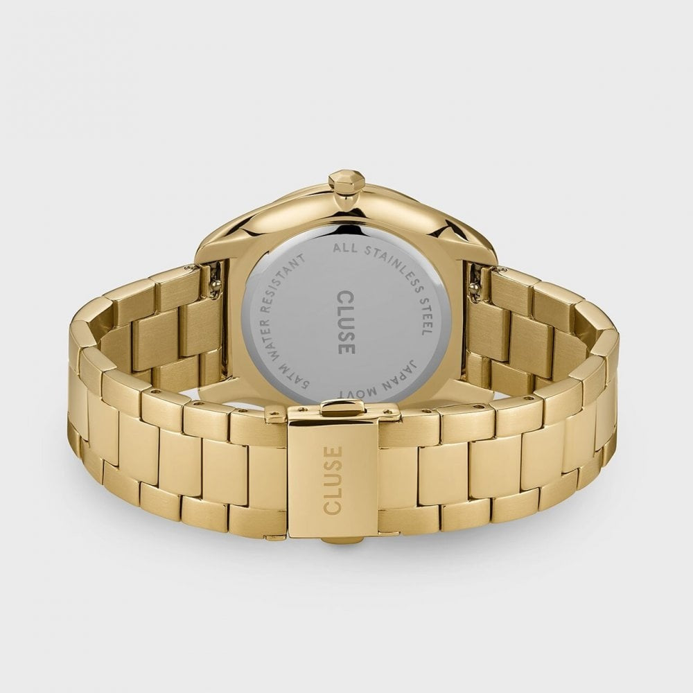 FEROCE LADIES GOLD STAINLESS STEEL BRACELET WATCH WITH WHITE DIAL