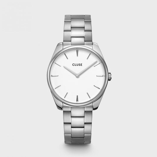 FEROCE LADIES STAINLESS STEEL BRACELET WATCH WITH WHITE FACE