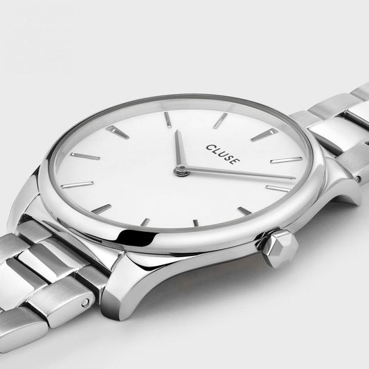 FEROCE LADIES STAINLESS STEEL BRACELET WATCH WITH WHITE FACE