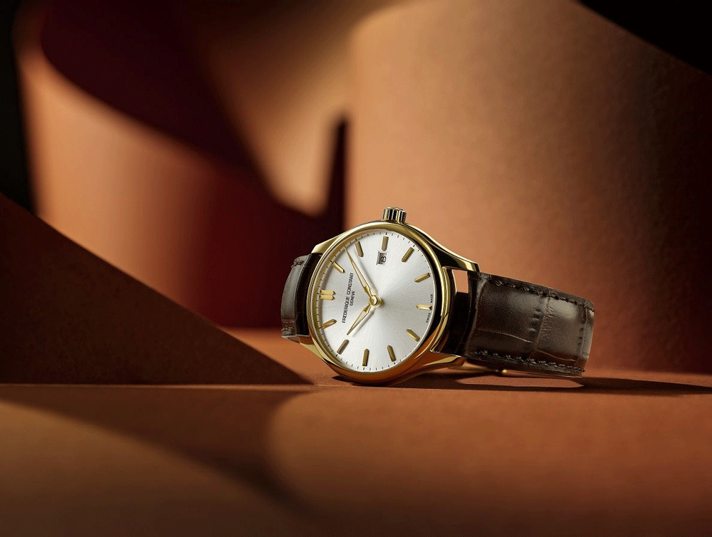 Frederique Constant Classics Index Quartz Gents Brown Crocodile Leather Watch