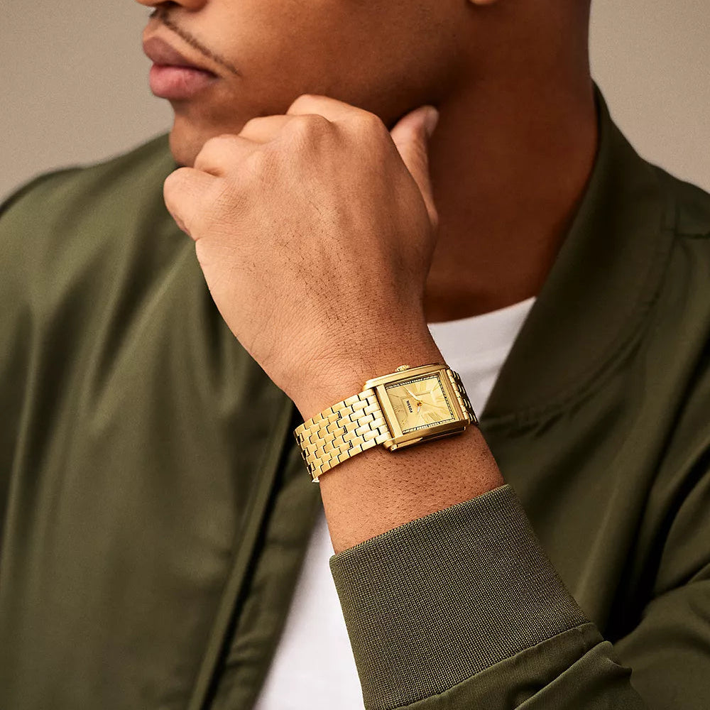 Carraway Three-Hand Gold-Tone Stainless Steel Fossil Watch