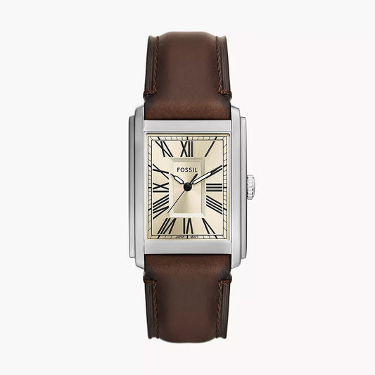 Carraway Three-Hand Brown Leather Fossil Watch