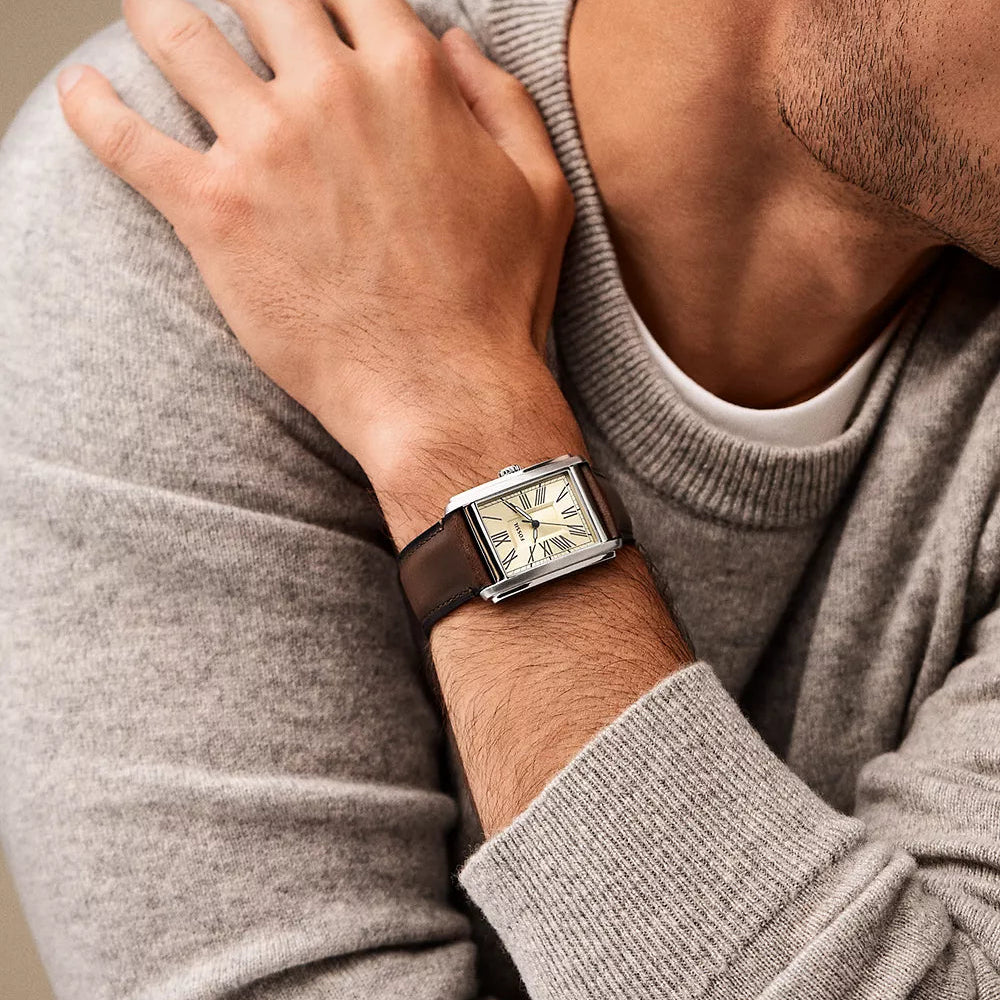 Carraway Three-Hand Brown Leather Fossil Watch