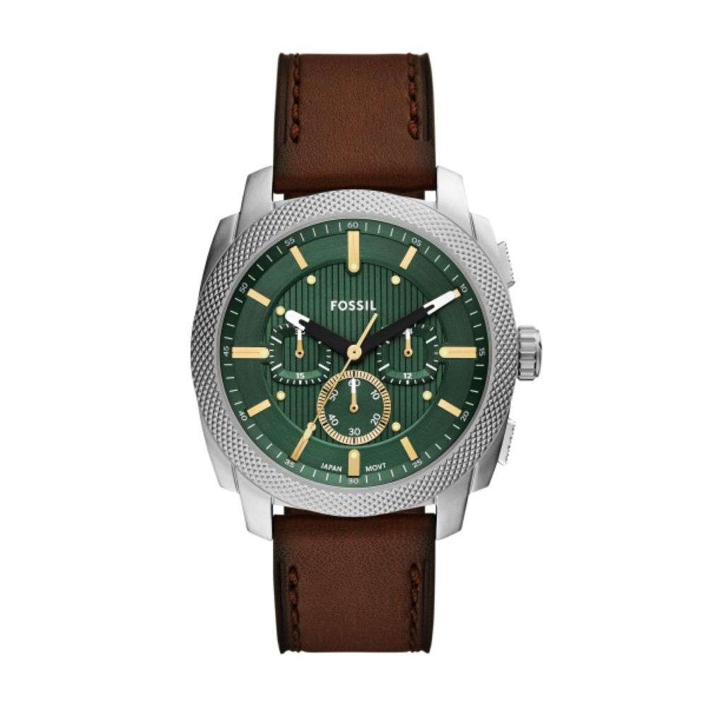 Fossil Mens Machine Green Dial Metal Watch