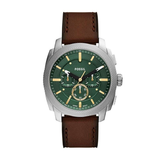 Fossil Mens Machine Green Dial Metal Watch