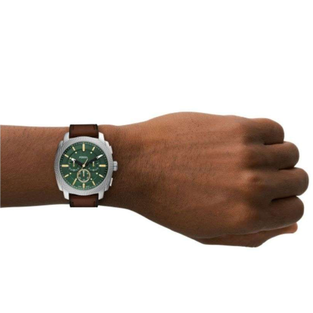 Fossil Mens Machine Green Dial Metal Watch