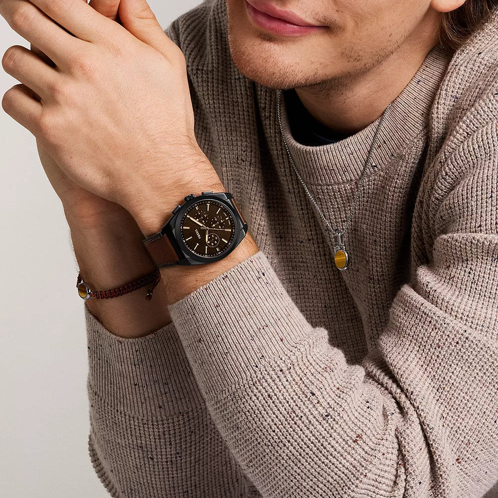 Fossil Everett Chronograph Gents Brown Leather Watch